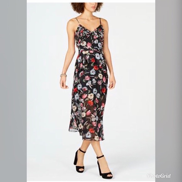 foxiedox Dresses & Skirts - Foxiedox Floral Midi Dress - Black and Red